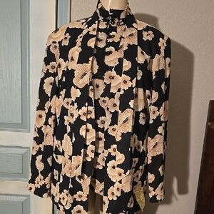 Floral Black and Cream Women's Jacket